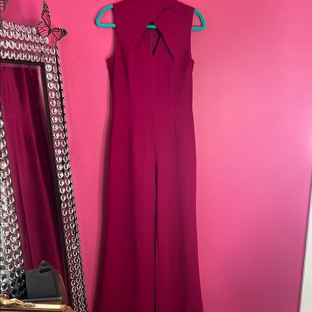 Trina Turk cranberry sleeveless jumpsuit